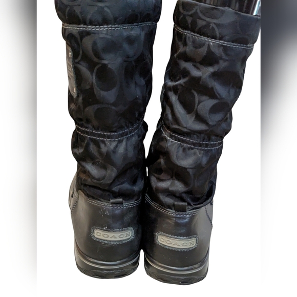 Coach Shaine Water Resistant Snow Boots size 7.5 Black Signature Print Preppy - Picture 6 of 9